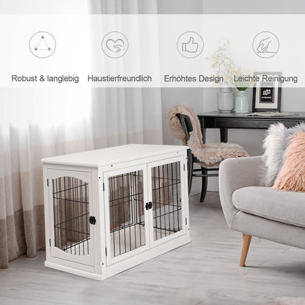Small dog dog kennel, indoor cage, white 81x58.5x66 cm