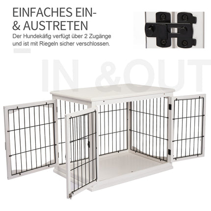 Small dog dog kennel, indoor cage, white 81x58.5x66 cm