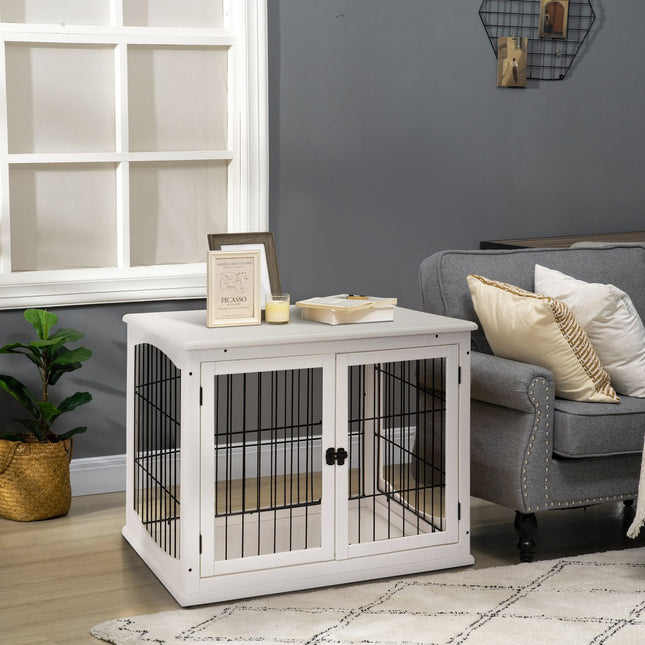 Small dog dog kennel, indoor cage, white 81x58.5x66 cm