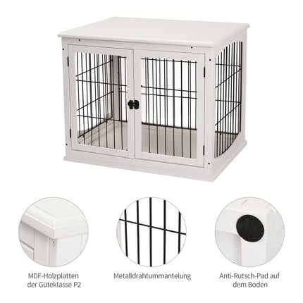 Small dog dog kennel, indoor cage, white 81x58.5x66 cm