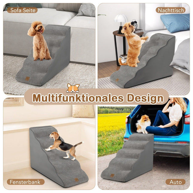 Dog stairs 5 steps non-slip dog steps made of gray foam