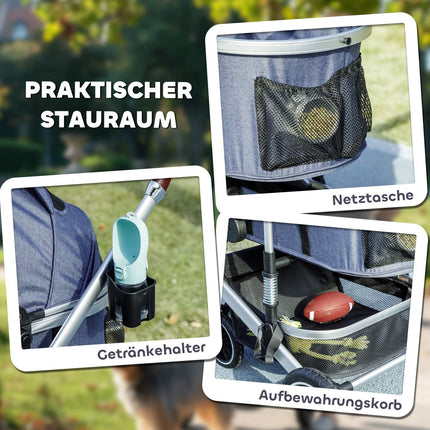 Collapsible 3-in-1 pet stroller, 10 kg capacity, blue