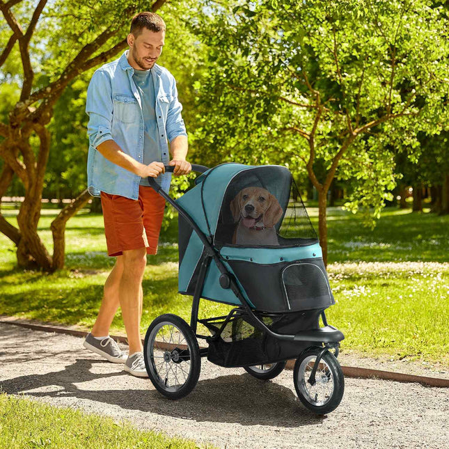Folding pet stroller with all-terrain wheels, 20 kg capacity