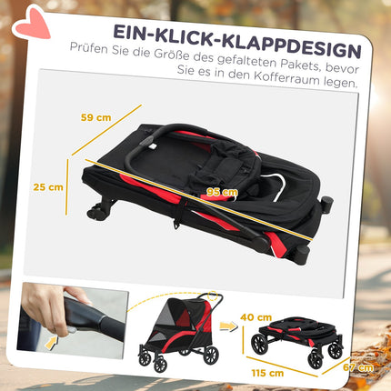 Collapsible pet carriage for large dogs and cats, up to 30 kg