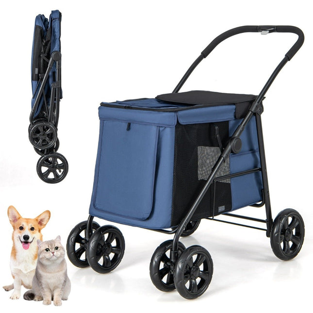 Dog stroller dog buggy foldable up to 40 kg dog trolley with cushion 106 x 63 x 103 cm blue