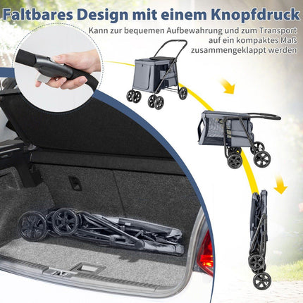 Dog stroller dog buggy foldable up to 40 kg dog trolley with cushion 106 x 63 x 103 cm gray