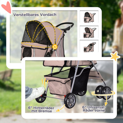 Coffee brown dog carriage, light and foldable