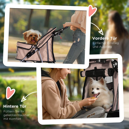 Coffee brown dog carriage, light and foldable