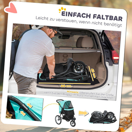 Dog stroller Jogger, foldable, for pets up to 10 kg, turquoise