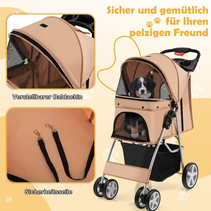 Dog stroller pets buggy up to 15 kg 81 x 45 x 101 cm beige