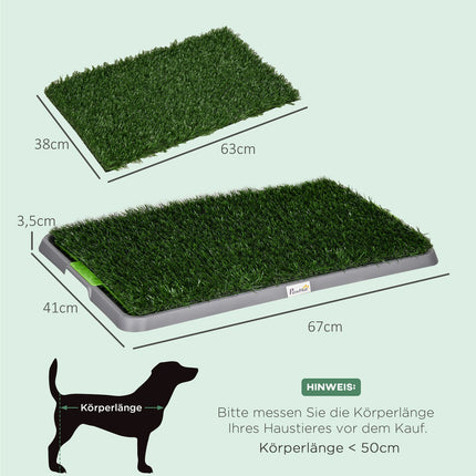 Dog potty training tray with 2 grass mats, 67 x 41 cm