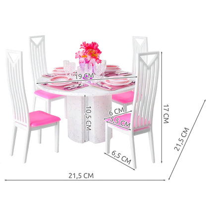 Dollhouse Dining Set with Table, Chairs, Tableware – 43 pcs