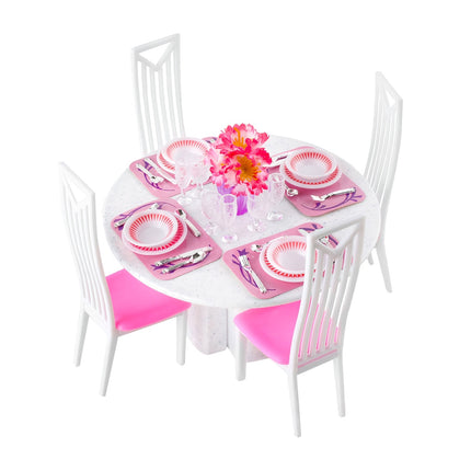 Dollhouse Dining Set with Table, Chairs, Tableware – 43 pcs