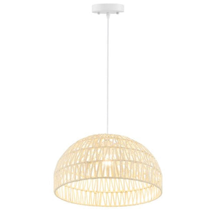 Dome Paper Pendant Ceiling Light, Adjustable Rope, Beige