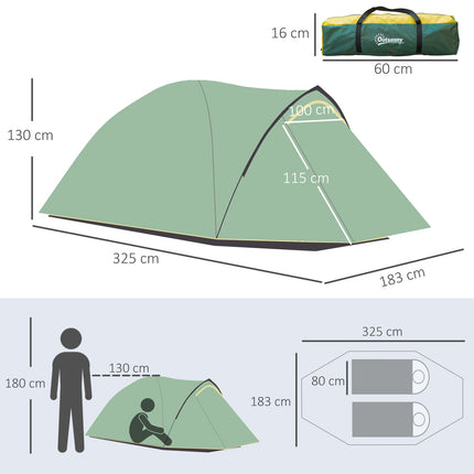 Dome camping tent for 2-3 people, light, weatherproof