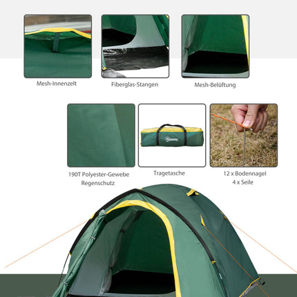 Dome camping tent for 2-3 people, light, weatherproof