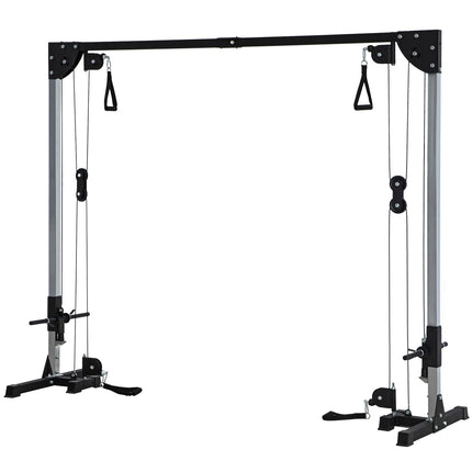 Cable pull Power station for the home, insert weights up to 50 kg load per side, cable pull station with handles, freestanding cable tower cable pull tower for exercises home gym 245 x 207 cm