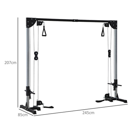 Cable pull Power station for the home, insert weights up to 50 kg load per side, cable pull station with handles, freestanding cable tower cable pull tower for exercises home gym 245 x 207 cm