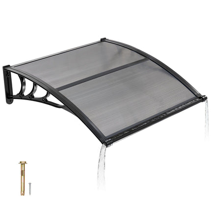Door Awning Canopy, 38 x 40 in Polycarbonate, Smoky Gray