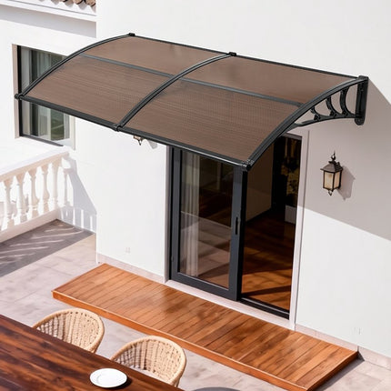 Door Awning Canopy, Polycarbonate, 38 x 78 in, Brown
