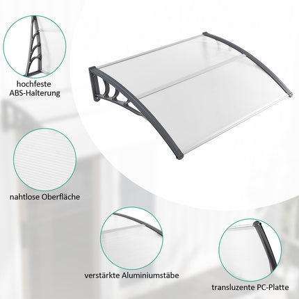 Door Canopy 122x99 cm – Grey/Silver, Weather Resistant