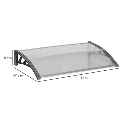 Door Canopy – Polycarbonate, Aluminum, 110x60 cm, Gray