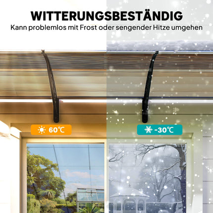 Door Canopy, Weatherproof, Brown, 303x96x27 cm, Aluminum