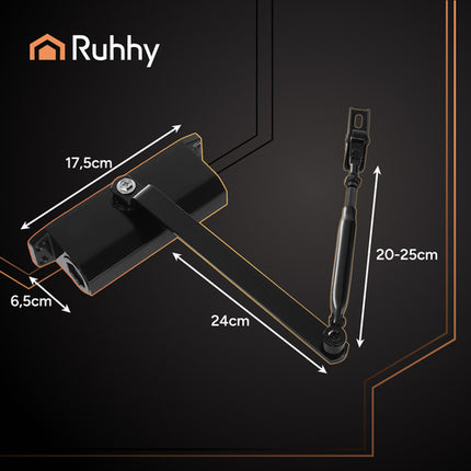 Door Closer Black, 40-65kg, Adjustable Speed