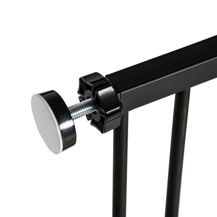 Pet Dog Gate - Black Steel, No-Drill, 76-107x76cm