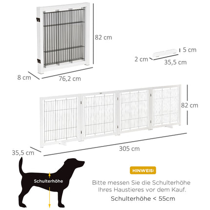 Dog gate - Wooden, folding, two-way, 305 x 35.5 x 82 cm