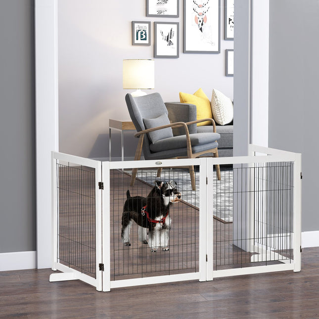 Dog gate - Wooden, folding, two-way, 305 x 35.5 x 82 cm