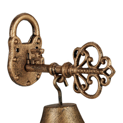 Door bell in cast iron "Key" in gold