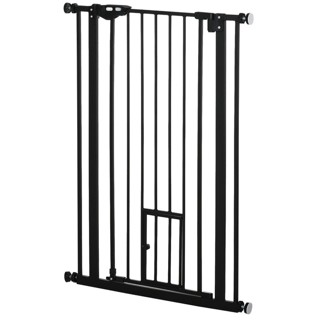 Adjustable dog gate with auto lock | 74-80x104cm, No-Drill, Black