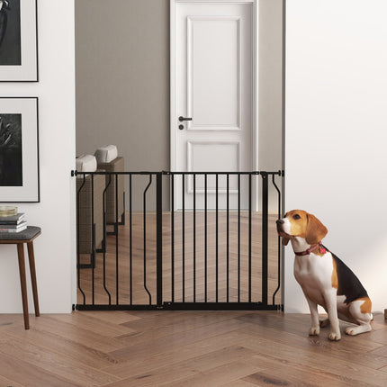 Adjustable Dog Gate, No Drilling, Two Way Opening, Black
