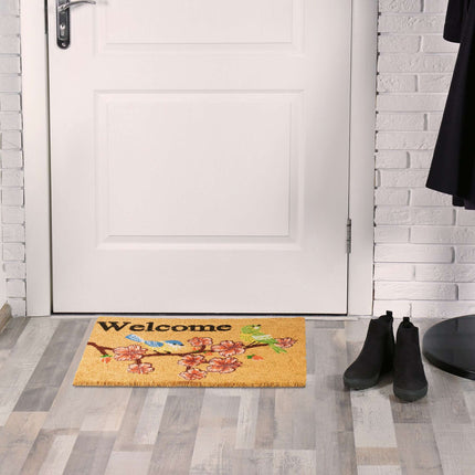 Door mat coconut fiber "Welcome" birds