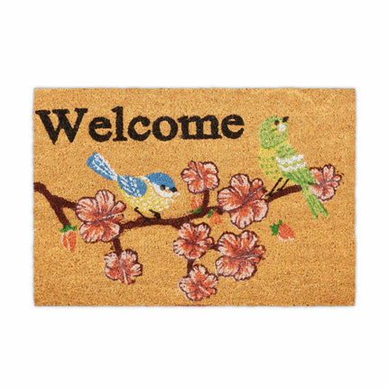 Door mat coconut fiber "Welcome" birds