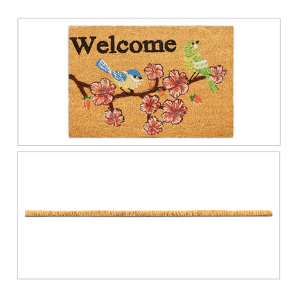 Door mat coconut fiber "Welcome" birds