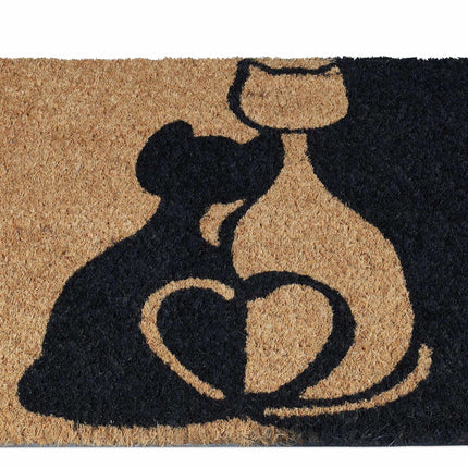 Door mat coconut fiber "Welcome" with cat
