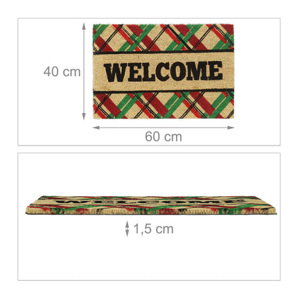 Door mat coconut fiber "Welcome" with squares