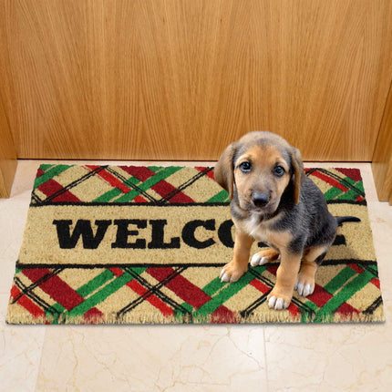 Door mat coconut fiber "Welcome" with squares