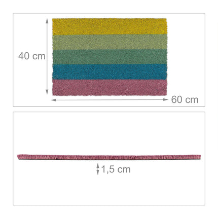 Door mat coconut fiber rainbow colored