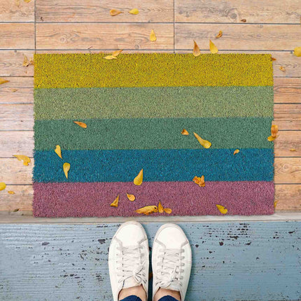 Door mat coconut fiber rainbow colored
