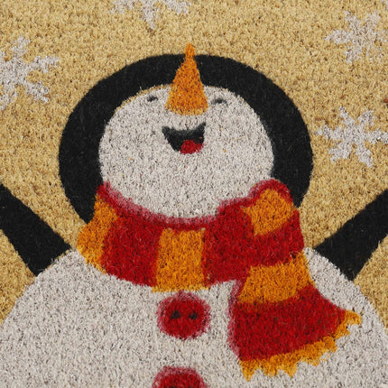 Doormat coconut fiber snowman