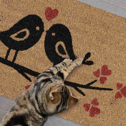 Doormat coconut fiber with birds