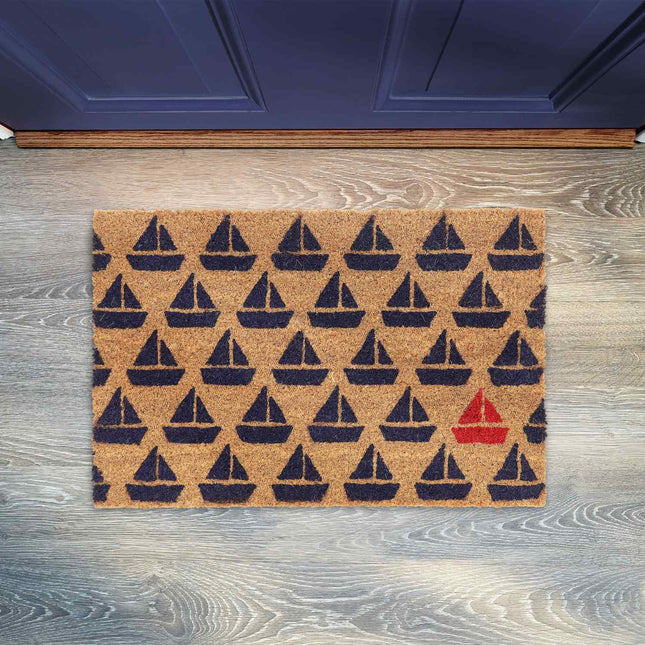 Doormat coconut fiber with boat pattern