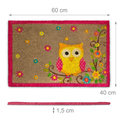 Doormat coconut fiber with owl 40x60 cm