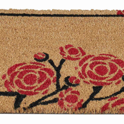 Doormat coconut fiber with roses
