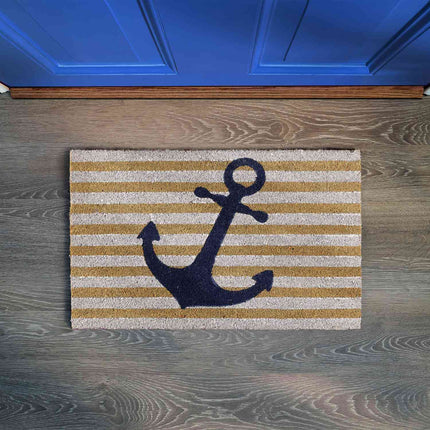 Doormat coconut fiber with stripes & anchors
