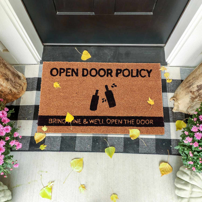 Door mat in coconut "BRING WINE