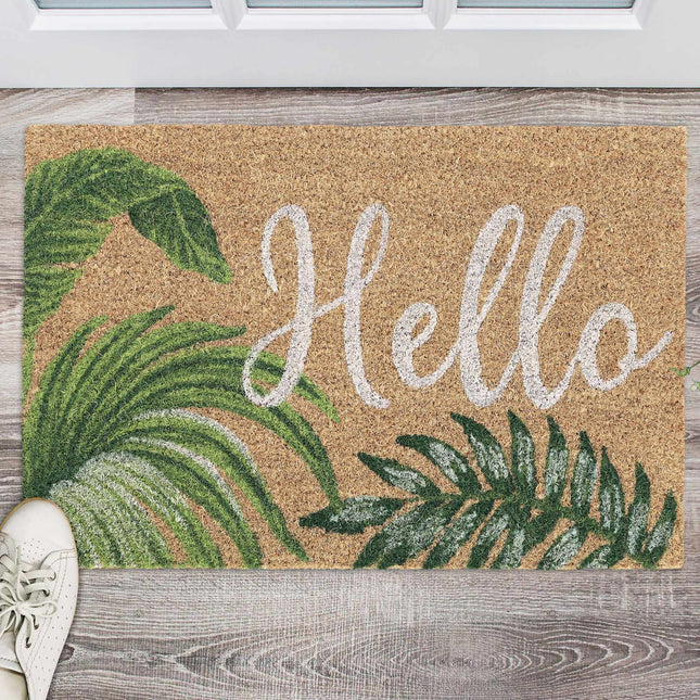 Door mat in coconut "Hello